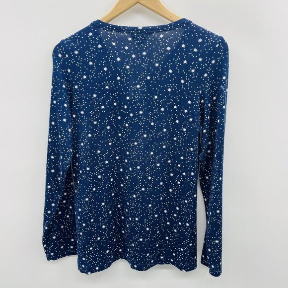 Charter Club Womens Size Small Soft Knit Henley Pajama Top Stars Print Blue 327 - Picture 4 of 8
